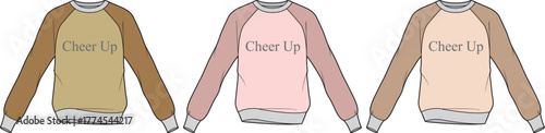 Three Sweater Designs with 'Cheer Up' Text A Fashionable and Uplifting Apparel Illustration