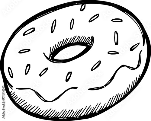 Black and white hand drawn doughnut vector illustration