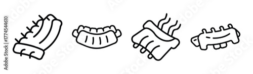 Delicious bbq ribs and hot dogs set featuring steaming food items