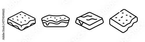 Line art delicious brownie squares assortment for desserts and baking content