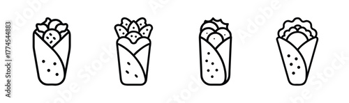 Four hand drawn falafel wraps offering delicious middle eastern street food options