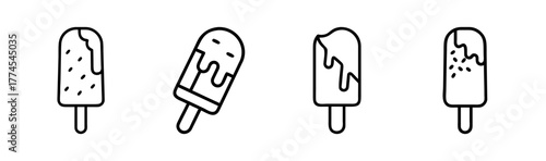 Simple outline ice pops collection delicious frozen treat variety for summer fun