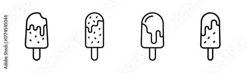 Four hand drawn style ice pops melted and delicious summer treats
