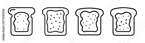 Four slices of toast with jam graphic element food breakfast snack