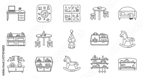 playroom interior design featuring kids furniture and toys for educational games enhancing home decor and creating a fun and playful child atmosphere.