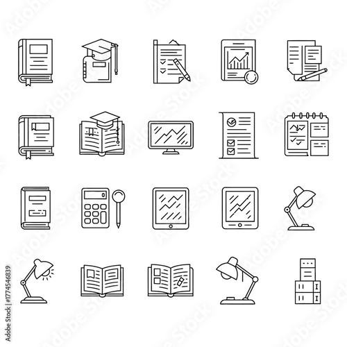 educational resources open books and school icons to represent learning studying and knowledge for academic publications and online course design.