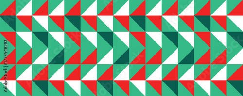 Geometric Christmas Tree Holiday Seamless Pattern. Modern Holiday Pattern with Abstract Trees and Circles. Vector illustration