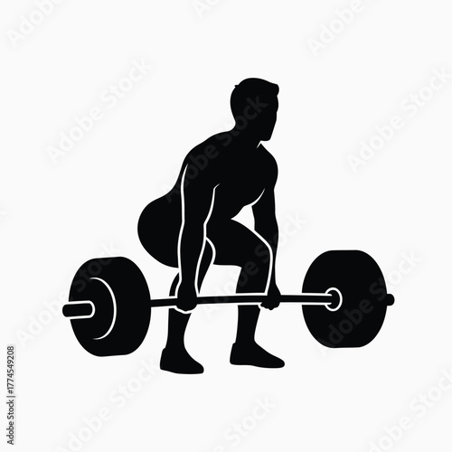 Deadlift gym exercise silhouette vector illustration