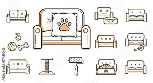 pet furniture collection cozy sofas scratching post toys ideal for creating comfortable pet-friendly living space promoting relaxation and happy pets.