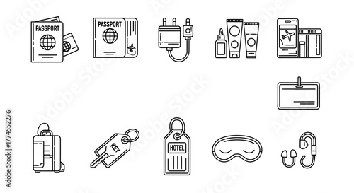 Travel essentials Passport charger and skincare items for a smooth vacation perfect for illustrating travel planning and packing tips.