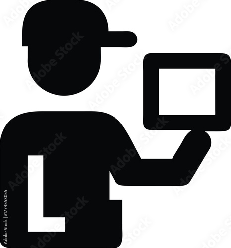 Courier Scanning Digital Pad for Confirmation Silhouette Vector