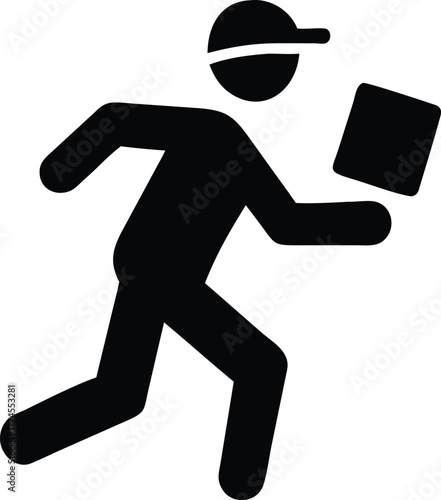 Delivery Man Running with Package Silhouette Vector