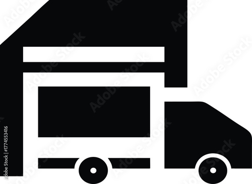 Delivery Truck Carrying Parcels Silhouette Vector