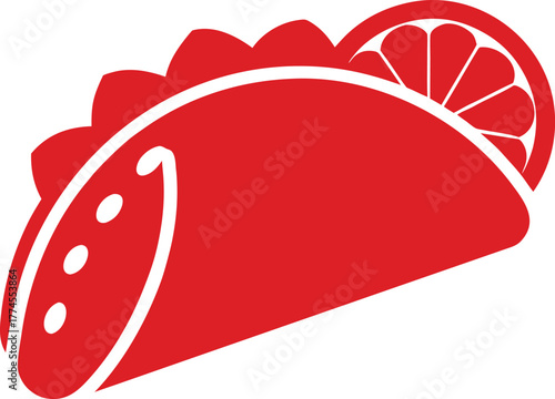 Red taco with a slice of orange Mexican food icon