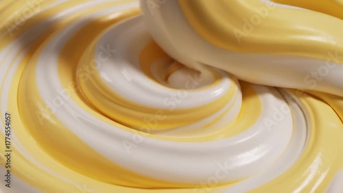 Close up of swirled white and yellow cream abstract pattern texture for backgrounds