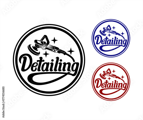 car auto detailing service polisher logo design emblem vector illustration modern 