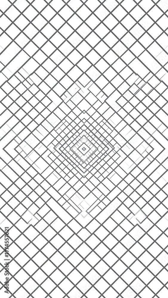 Fototapeta premium Abstract pattern with receding squares, creating a tunnel-like perspective