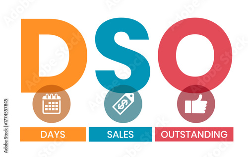 DSO - Days Sales Outstanding acronym. business concept background. vector illustration concept with keywords and icons. lettering illustration with icons for web banner, flyer, landing page