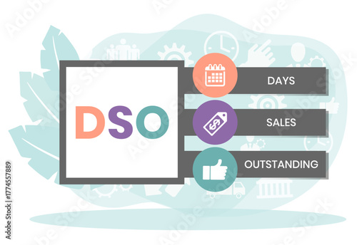DSO - Days Sales Outstanding acronym. business concept background. vector illustration concept with keywords and icons. lettering illustration with icons for web banner, flyer, landing page