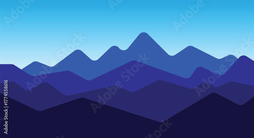 Minimal Dark Blue Mountain Landscape Background Silhouette