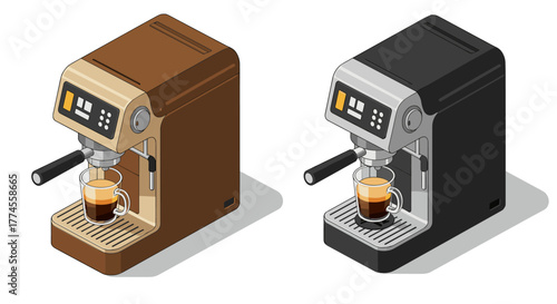 Isometric coffee machines: dual-tone design for modern kitchens