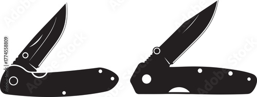 Two pocket knife silhouettes open and closed