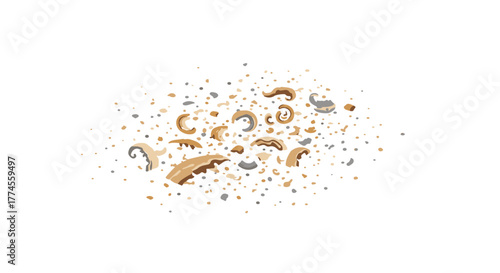 Realistic noodle pasta sprinkle on white background