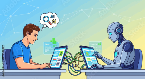 Artificial Intelligence Collaboration: Human and Robot Working Together on Laptops