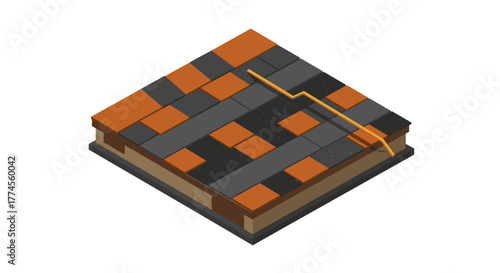 Isometric earthquake fault in layered ground