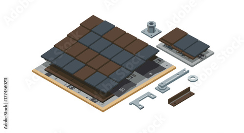 Isometric tech components for digital devices assembly and repair