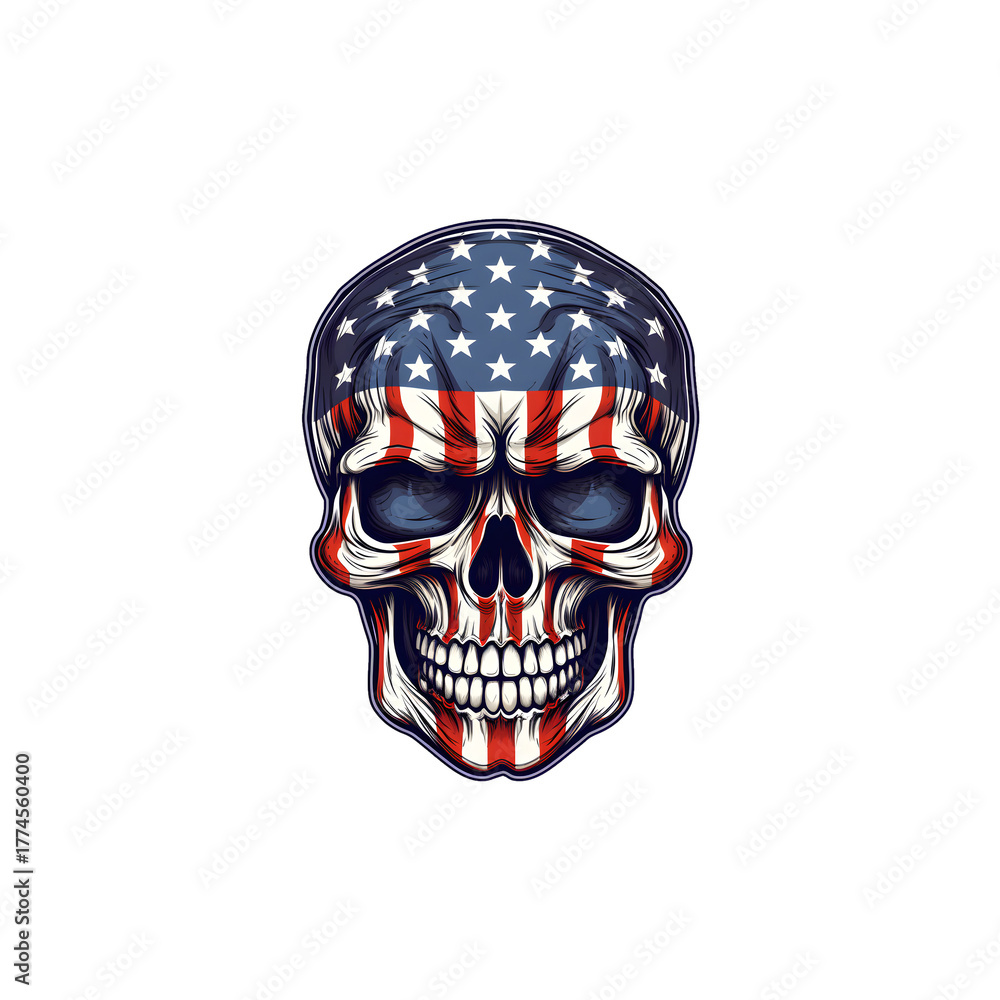 Fototapeta premium Skull with American Flag Design