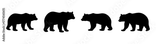 Four silhouetted bears walking warning sign graphic wildlife animal danger alert