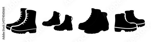 Durable black hiking boots set various styles for outdoor adventures