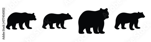 Black bear silhouettes warning sign graphic for wildlife awareness and safety