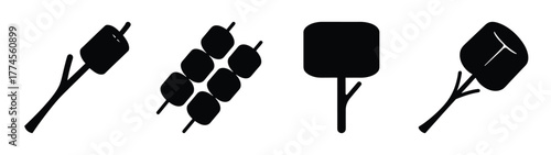 Collection of marshmallows on sticks for roasting and s'mores fun