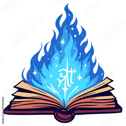 Magical Spellbook Opening with Glowing Blue Runes | Enchanted Book Emitting Mystical Light and Energy | Fantasy Spell Tome with Luminous Arcane Symbols | Ancient Magic Book Unfolding with Blue Glow