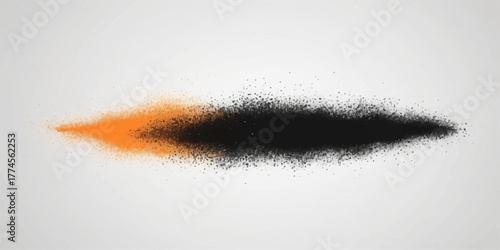 Abstract splash of cold black paint texture and white dust closeup of eye makeup with brush