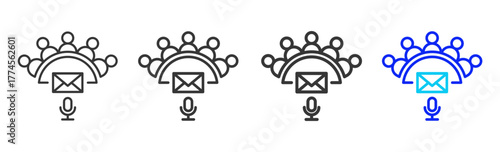 Discussion Panel Icon Set Collection in Creative Outline Style for Project Control Dashboard with Modern UI Vector Elements and High Quality Design Pack