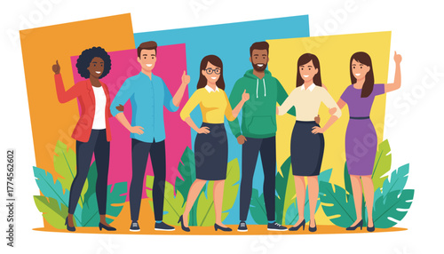 Diverse team celebrating success Happy professionals collaborating in a vibrant setting