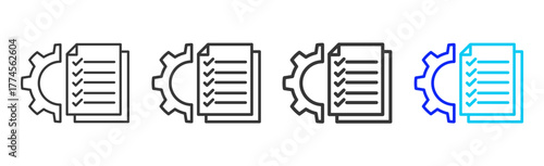 Task Configuration Icon Set Collection in Creative Outline Style for Project Control Dashboard with Modern UI Vector Elements and High Quality Design Pack