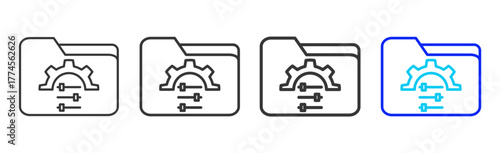 Panel Management Icon Set Collection in Creative Outline Style for Project Control Dashboard with Modern UI Vector Elements and High Quality Design Pack