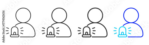 Emergency Notice Icon Set Collection in Creative Outline Style for Project Control Dashboard with Modern UI Vector Elements and High Quality Design Pack