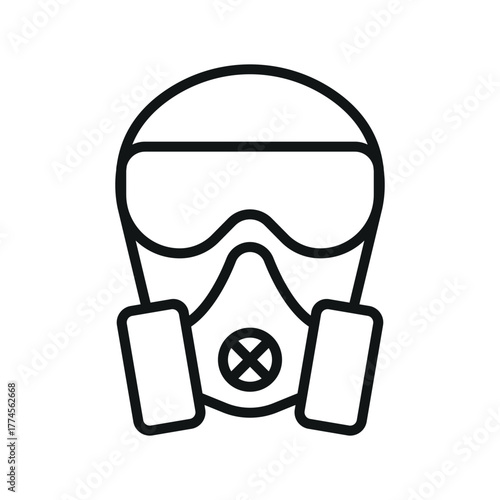 Respirator mask icon for clean safety app and industrial design use.