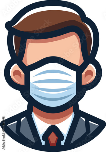マスクをしたサラリーマンのアイコン