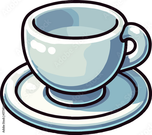 空のコーヒーカップとソーサーのイラスト