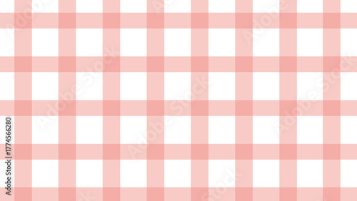Red and white plaid fabric texture background. Seamless pattern checkered wallpaper.	