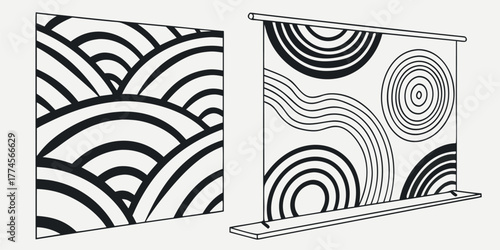 Muted Color Tones Rural Farm Landscape with Rolling Hills