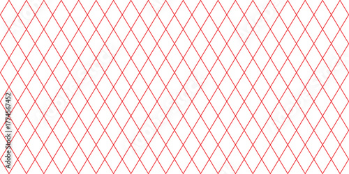 Abstract Seamless Geometric Diamonds Pattern. Thin Line Texture. White Textured Background. Grid, mesh, lattice background with rhombus, diamond shapes.