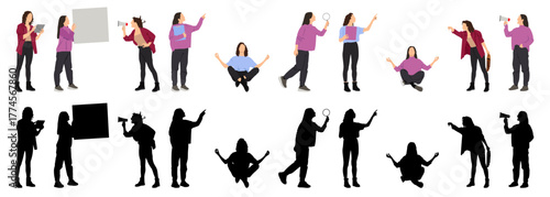 Business Woman Vector Illustration With Silhouettes.