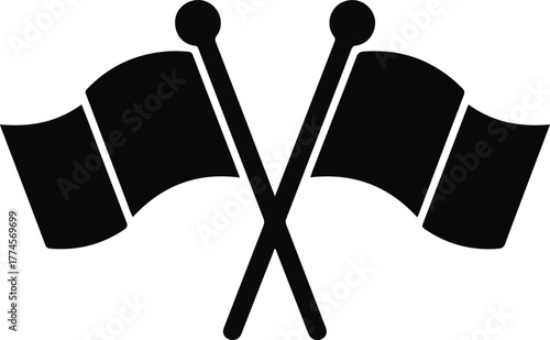 Crossed Flags Icon Black Silhouette for flag & crossed.